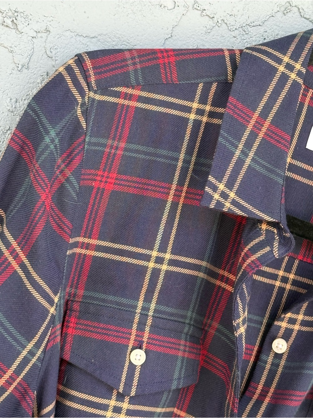 UNTUCKit Parker Tartan Plaid Button-Front Shirt Midi Dress Tie Navy Red 10 - Picture 3 of 8